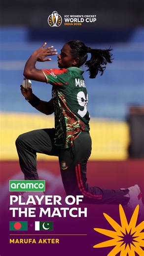 1.4M views · 44K reactions | Marufa Akter's sensational bowling helped her win the @aramco POTM in Bangladesh's win over Pakistan  Watch her highlights here  #CWC25 #BANvSL | ICC Cricket World Cup | Facebook