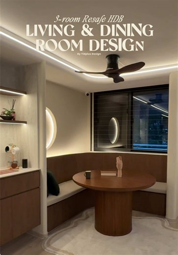 Stylish 3-Room HDB Living Room and Dining Area Renovation