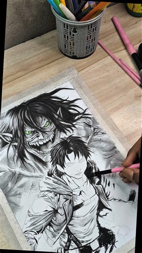 eren yeager drawing 🎨 completed #shorts #art #drawing #animeart