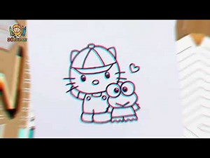 Hello Kitty and Frog Easy Drawing Tutorial | Cute Cartoon for Kids | DK Little Art