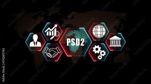 Employee PSD2 help to get the best human resources. Business concept. glowing animation.