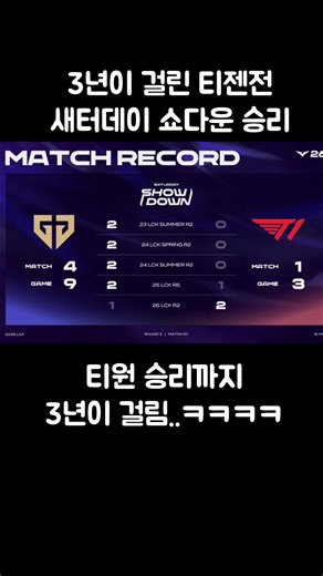 드디어 티원 티젠전 새터데이 쇼다운 승리ㄷㄷㄷ