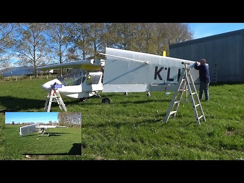 Crosbie Wingfold - solo rigging the wings of a Shadow microlight aircraft