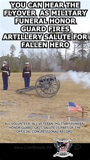 You can hear the flyover as military funeral honor guard fires artillery salute for fallen hero