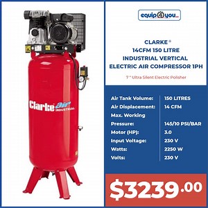 This Clarke heavy duty industrial electric air compressor is renowned for its efficiency and long term reliability. Shop this Air Compressor today for $3239.00 from our Wildey or Jackson location! #equip4you | Equip4you