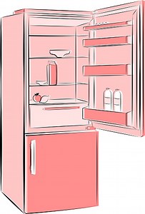 Vector illustration of refrigerator with an open top section in...