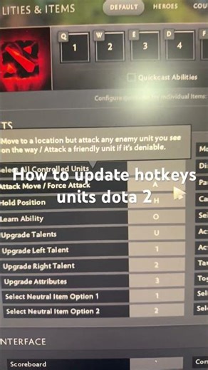 How to update hotkeys units dota 2