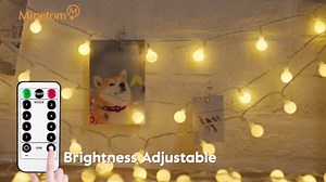Minetom Battery Operated String Lights, 21FT 60 LED Globe Fairy Lights with Remote, Waterproof Twinkle Lights for Indoor Outdoor Bedroom Classroom Dorm Camping Canopy Wedding Xmas Decor, Warm White