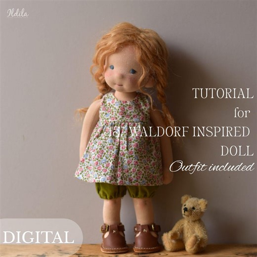 15" Waldorf Inspired Doll Sewing Tutorial: Wefted Hair, Clothes Patterns (PDF Download) - Etsy