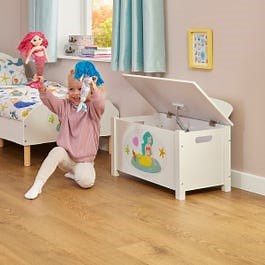 Liberty House Toys Kids Wooden Mermaid Toy Box - White