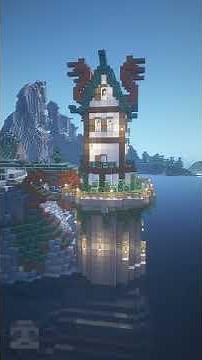 MINECRAFT: Cliff Tower + Dragon Bridge Design #Shorts