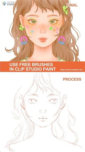 Digital Painting Process: How to draw eyeshadow, eyelashes, blush And lipstick | ClipStudioTips2026
