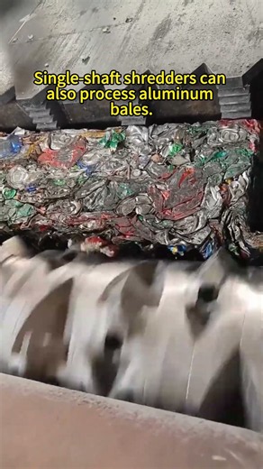 Single Shaft Shredder Crushing Aluminum Can Bales | Powerful Alloy Blades