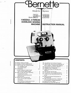 Bernina Bernette 203 MO-203 Serger Overlock Overlocker PDF Instruction Repair Manual in English Vintage PDF Download Instant Download Retro - Etsy Australia