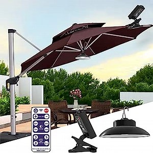 Solar Umbrella Lights Outdoor,Timed Remote Control, Automatic Working Mode,Waterproof Solar Patio LED Umbrella Lights,Patio Lights for Beach Tent Camping Garden Party(Without a Tent) (B)