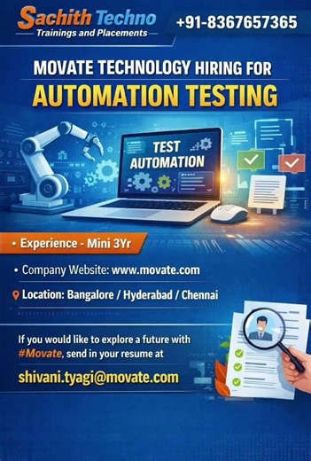 Automation Testing Jobs 2026 | Movate Hiring Now | 3+ Yrs Exp | Apply Immediately
