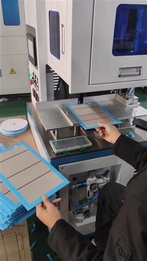 Ribbon pasting machine with leather case,sews one in two seconds. #ribbonpastingmachine #leathercase