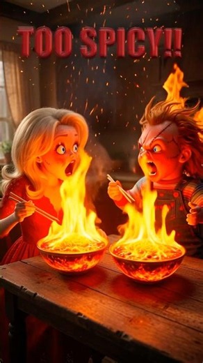 Chucky & Tiffany’s Spicy Noodle Challenge Went Wrong #shorts