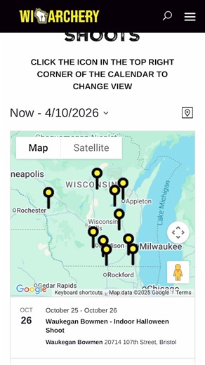 Website Series #2 — The Shoots Page Learn how to find every archery shoot happening across Wisconsin and plan your next weekend on the range. | WI Archery