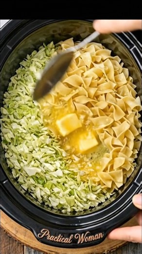 Slow Cooker Cabbage and Noodles Recipe Ingredients 1 small head green cabbage, cored and thinly sliced (about 6–7 cups) 1 medium yellow onion, thinly sliced 3 tablespoons unsalted butter, melted (plus more to taste) 2 tablespoons olive oil 1 1/2 teaspoons salt, divided (adjust to taste) 1/2 teaspoon black pepper 1 teaspoon garlic powder (or 2 cloves fresh garlic, minced) 1 teaspoon paprika (sweet or smoked, optional) 1 cup vegetable broth or chicken broth 8 ounces wide egg noodles (about half a 