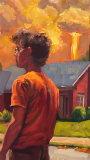 Paola Luther | Painted on a 16x20 @artefexart Oleopanel, this work captures stillness amid chaos through tonal harmony. Warm oranges melt into cool... | Instagram