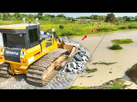 Unbelievable new update on old project by SHANTUI pushing rock. and DONGFENG Trucks dropping rock.