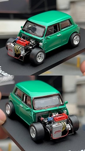 1:64 Diecast Custom & Engine Builder on Instagram: "“Mini Monster” V2! Equipped with Honda B-series, with even more detailed engine block and parts! More than a year ago, I introduced the first “Mini Monster” that equipped with Toyota 4AGE engine. It was a boom back then, and now, the new version is here 💪🏼 Diecast : Austin Mini Cooper @matchboxworld #customdiecast #hotwheelscustom #hotwheelsmalaysia #hotwheelsindonesia #hotwheelsthailand #hotwheelsusa #diecastcustom #164custom #teridiecast #h