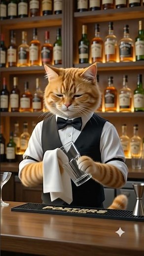 Ginger Bartender Cat gets home late #catbartender #funnycats #cats #aicats