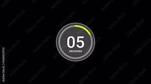 30 seconds circle countdown timer animation on black background, 30 second countdown animated, 0 to 30 second countdown.