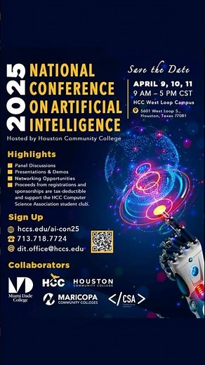 HCC to host 2025 National Conference on Artificial Intelligence in April #artificialintelligence