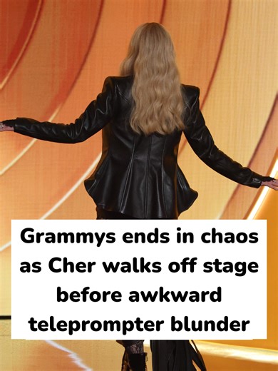 Grammys ends in chaos as Cher walks off stage before awkward teleprompter blunder #cher #awkwardmoment #livetvfails #grammyawards #grammys #grammys2026
