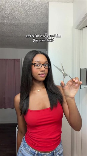 Micro-trim Tutorial ✨ brush from @BUR BUR #straightnatural #microtrim #lengthretention #fyp #trimtutorial