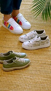 Zip up in our dual fastening trainers, available with a plush memory foam insole, you wont find a comfier pair. ☁️ Styles: Sage Green 327 314 Rainbow stripe 324 925 Floral pattern 321 796 #FeelGreatFootwear | Pavers Shoes