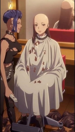 #ai Anime Salon Headshave - glamorous girl gets shaved bald by punk barberette