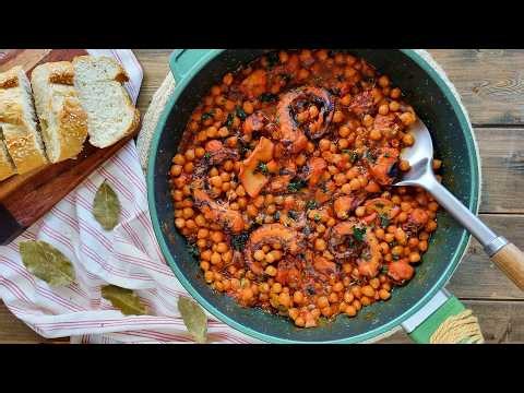 The healthiest meal in one pot😍 Octopus with chickpeas just delight!