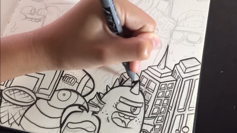 Three marker doodle challenge: Vexx style redoodle