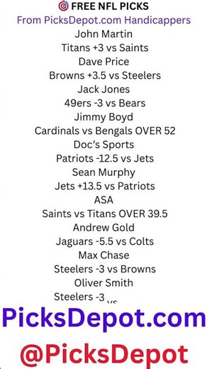 Free NFL Picks Week 17 Sunday • Expert Handicappers • PicksDepot.com