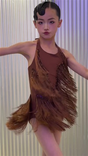 Brown fringe glitter dress🤎.#FZSDANCE#FZSLatin#FZS#FZSBallroom#Ballroomdance