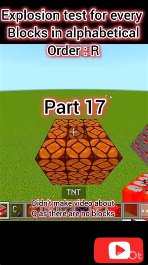 explosion test for every blocks in alphabetical order part 17 #shorts