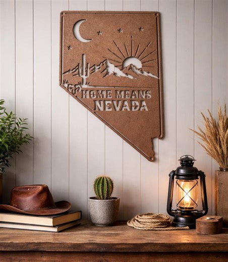 Home Means Nevada Metal Sign | Rustic Nevada Wall Decor | Desert Mountain State Sign | Farmhouse Western Home Decor | Nevada Gift - Etsy