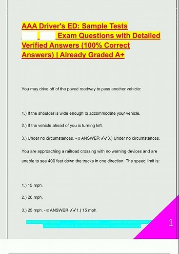 Latest AAA Drivers Ed Sample Tests Full QA with Verified Answers for Permit Exam Success55 video
