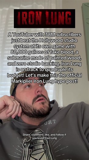 A YouTuber with 38M subscribers just beat the Hollywood studio system at its own game with 80,000 gallons of fake blood, a submarine made of painted wood, and zero studio backing. Iron Lung is on track to quadruple its budget! Let’s make this the official Markiplier Iron Lung hype post! #ironlung #ironlungmovie #markiplier