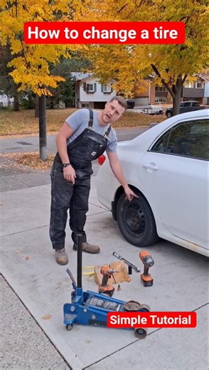 How to change a tire simple tutorial with no fancy tools required #tirechange #vehiclerepair #diytip