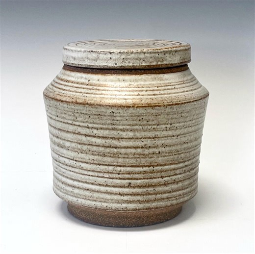 Ceramic Jar With Lid: Handmade Pottery Container Canister Pet Urn Speckled Cream - Etsy