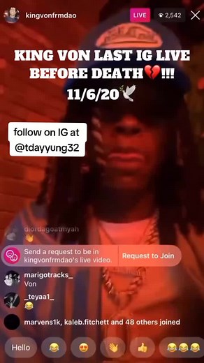 Exclusive King Von IG Live Moments Before Tragic Event