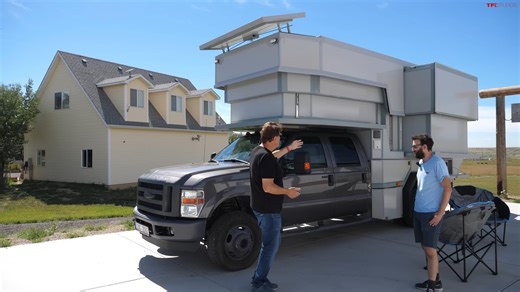 Spaceship-Like Ford F-350 Truck Camper Is a Unique Engineering Feat, It Pops Up and Out