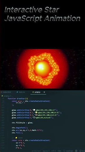 Realistic Interactive Star | JavaScript Space Animation #coding #programming #animation #javascript