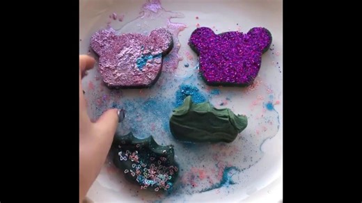 Squeezing colorful sponge