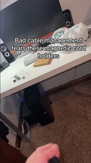 Simple Cord Management Using Magnetic Holders#CableManagement #CordOrganization