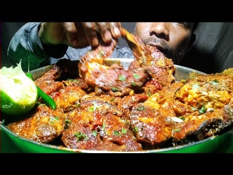 Eating fish Masala curry Cucumber Chilli Lemon || ASMR Mukbang Big Fish curry Eating